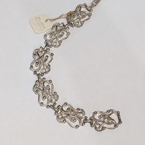 Vintage St John Accessories Silver Tone Wide Chunky Designer 8" Bracelet